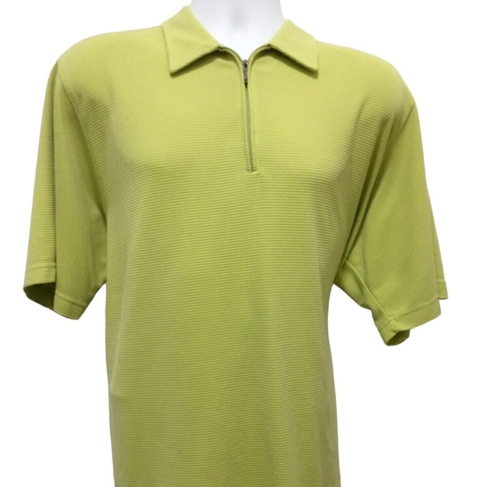 BUGATCHI POLO LIME GREE SIZE LARGE ZIP UP CLOSURE POLO